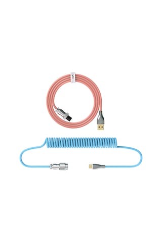 Maiyame Mekanik Klavye İçin Genişletilebilir Usb-type-c Kablosu, Tpe Malzeme, 2.1m Uzunluk, Pembe+mavi