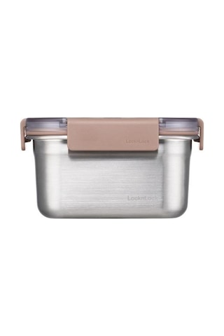Locknlock Paslanmaz Çelik Dörtgen Kilitli Fırın & Saklama Kabı Kahverengi 520 ML Kahverengi