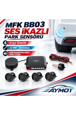 Mfk Bb03 Universal Ses İkazlı Siyah 4 Sensörlü Park Sistemi 22 Mm