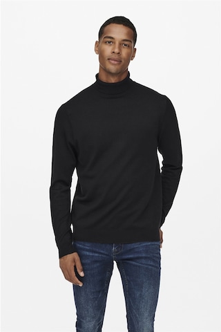 Only & Sons Onswyler Life Reg Roll Neck Knit Noos Erkek Siyah Kazak - 22020879