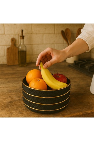 Gold Demirli Ekmeklik Meyvelik Hasır Bezli Özel Tasarım