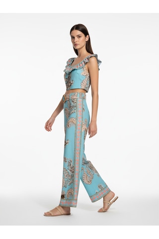 Xint Turkuaz Pamuk Dokulu Regular Fit Pantolon 201342