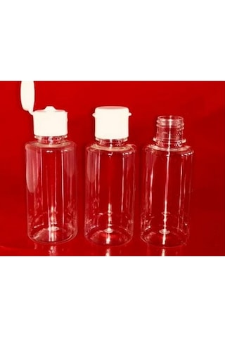 50 ADET 100 ML BEYAZ FLİPTOP KAPAKLI BOŞ PLASTİK PET ŞİŞE
