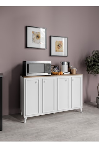 Stella Çok Amaçlı Country Dolap Meşe-beyaz, 4 Kapaklı Dolap