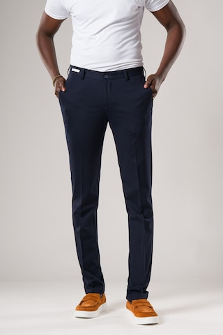 Ecer Slimfit Beli Yarım Lastikli Esnek Kumaş Rayon Yazlık Pantolon Lacivert