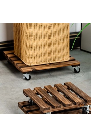 Ulzyvf Yuvarlak Tepsisi, Tekerlek Standı, Stand Saksısı, Saksısı Saksı Raf, Çiçek Çiçek Bonsai Bitki Ahşap Ui