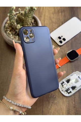 Apple iPhone 12 Pro Max Uyumlu Süper İnce Mat Ultra Thin Silikon Kılıf Lacivert