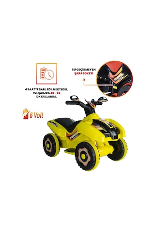 Robo Led Işıklı Müzikli 6 V Akülü Atv Motor Sarı