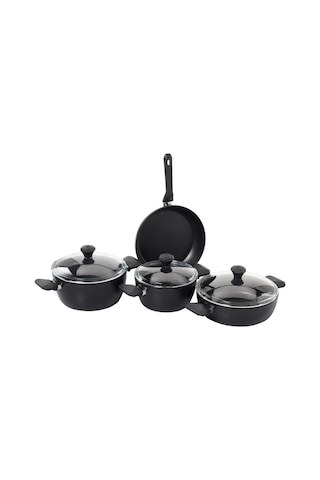 Taç Pierre Cardin 1500023290 7 Parça Diamond Cook Graniks Tencere Seti, Siyah Çok Renkli