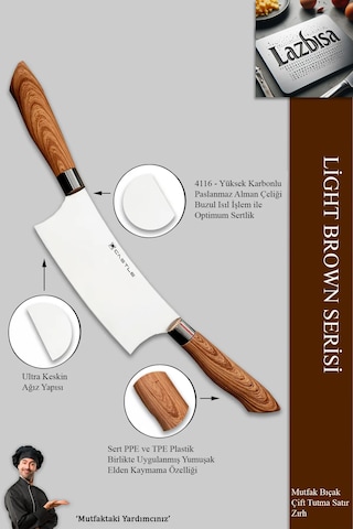 Light Brown Seri Mutfak Bıçak Kıyma Çift Tutma Zırh Mft-567