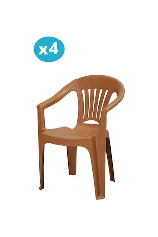 Omnipazar Mt-gf141 Zaffiro Plastik Bahçe Balkon Sandalye 4'lü Set Kahverengi
