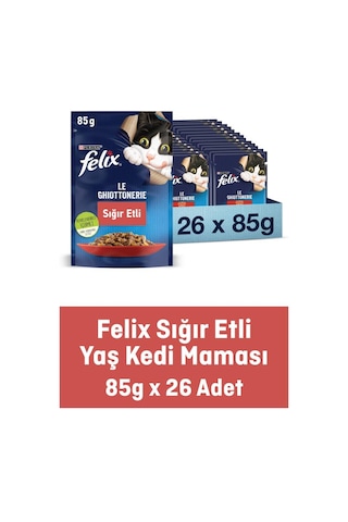 Felıx Sığır Etli 85 Gr. X 26 Adet Yaş Kedi Maması