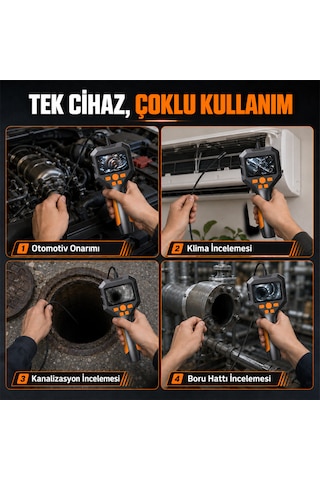 5 Metre Ekranlı Endoskop Kamera 5,5 Mm Kamera Çapı