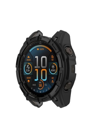 Garmin Tactix 8 İçin Amoled 51mm Hollow Armor Tpu Yarım Kapsama İzle Koruyucu Kılıf Siyah