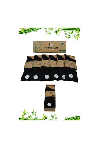 Kardeşler Çorap Erkek Bambu Soket Uzun Düz Siyah Çorap Dikişsiz 6'lı Premium Kutulu Siyah - 253870154 Siyah