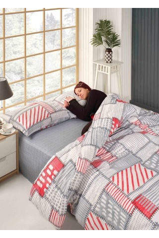 Tabu Home Patchwork Çift Kişilik Nevresim Takımı Antrasit