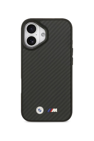 İphone 17 Uyumlu Kılıf Bmw Lisanslı M-safe Özellikli Karbon Fiber Metal Logolu Kevlar Kapak Siyah Siyah