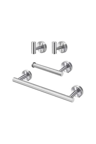 Novahub 4'lü Set Paslanmaz Çelik Banyo Havlu Askısı - Gümüş Renk Pratik Kullanım Gümüş