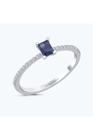 Altınbaş Pırlanta Safir Emerald Kesim Yüzük Mkm345s-14k