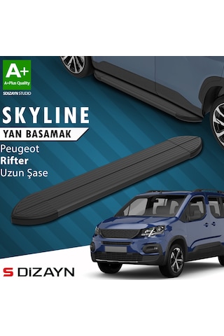 S-dizayn Peugeot Rifter Uzun Şase Skyline Siyah Yan Basamak 213 Cm 2019-2023 A+ Kalite