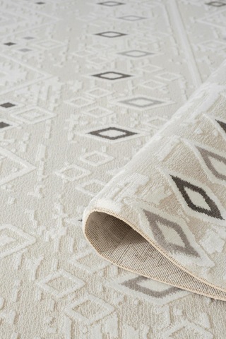 Cotto Motto Tt008a Krem Halı Modern Geometrik Desen Pamuk Taban Yıkanabilir Salon Mutfak Halısı