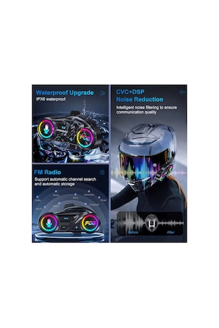 Y13 Motor Kask Kulaklık Rgb Modlu Radyolu Motosiklet Kulaklık 5.3 Bluetooth Intercom Najmaddin