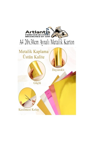 Metalik Aynalı Fon Kartonu 10 Renk 35x50 Cm 1 Paket Okul Sınıf Dekoratif Pırıltılı Folyo Kağıt Çok Renkli