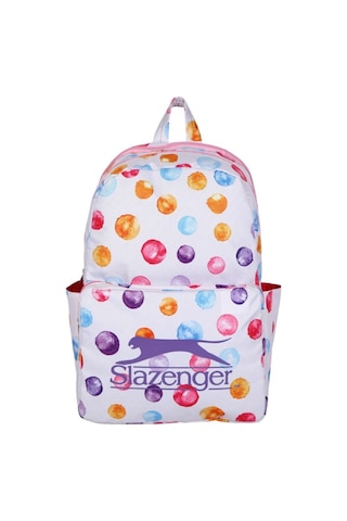 Slazenger Beyaz Puantiyeli Kolej Sırt Çantası 21118 Okul Çantası
