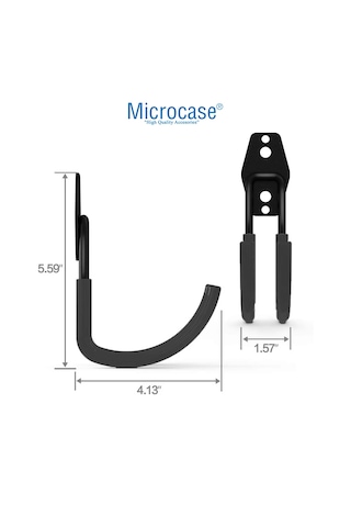 Microcase Çok Amaçlı J Tipi Pvc Kaplamalı Kaymaz Metal Askılık Ağır Yük Askısı Depo Garaj Bahçe 3 Adet - Al5874 Siyah