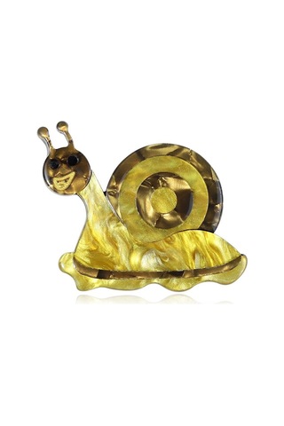 Blucome Yüksek Kalite Sevimli Canlı Salyangoz Broş Kadın El Yapımı Akrilik Salyangoz Böcek Nedensel Emniyet Pimleri Takı Aksesuarları Sarı