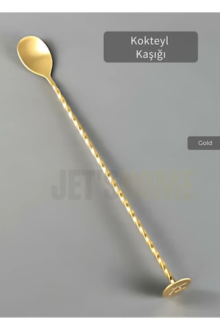 Gold Kokteyl Kaşığı Paslanmaz Barista Kaşığı Pratik Barmen Kaşığı Çelik 30 Cm