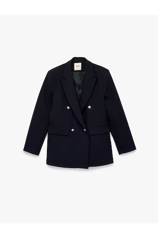 Koton Kruvaze Yaka Uzun Kollu Cep Detaylı Metal Düğmeli Blazer Ceket Lacivert 6sak50086uw Lacivert