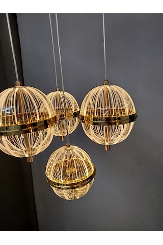 Modern Led Sarkıt Avize4 Lu Sarı