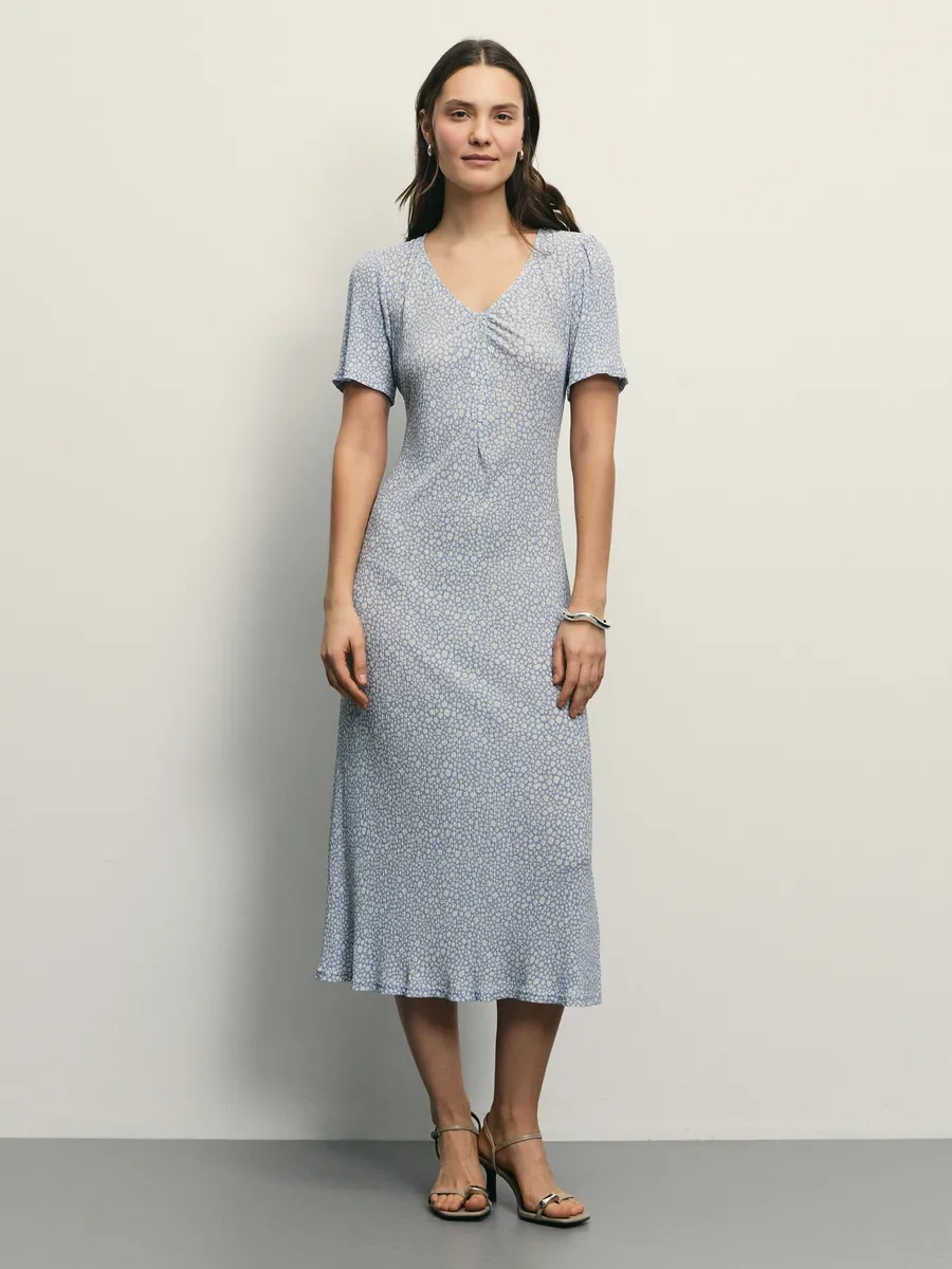 Zarına Çiçek Desenli Yazlık Midi Elbise 348516057 Açık Mavi