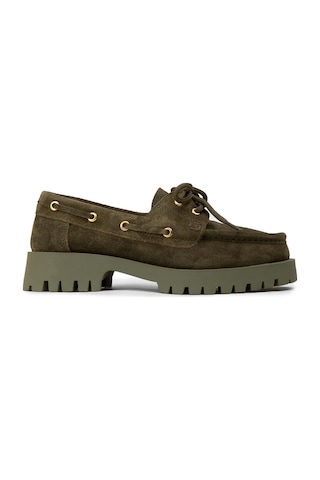 Deery Kadın Hakiki Süet Yeşil Marin Loafer - 02036zyslc01