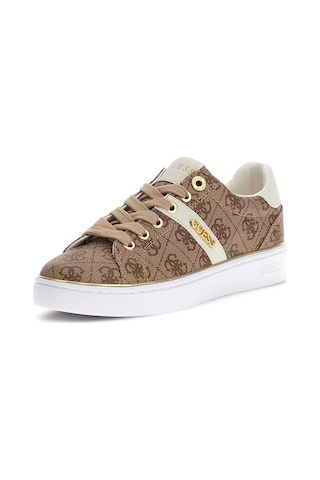 Guess Kadın Britz Monogram Desenli Metalik Detaylı Sneaker - Bej 4221502