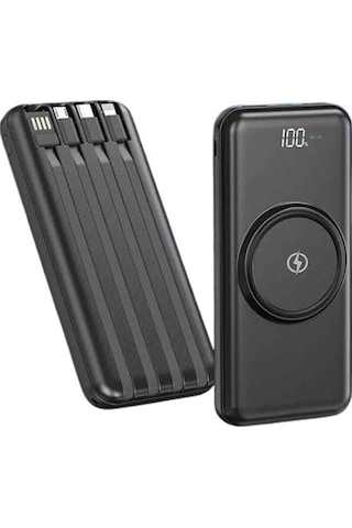 Kablosuz Çoklu Şarj Girişli 10.000 Mah Kablolu Powerbank Taşınabilir Çokrenkli 10304050