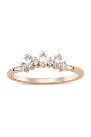 Baget Pırlanta Tasarım Eklem Yüzük Rose Gold