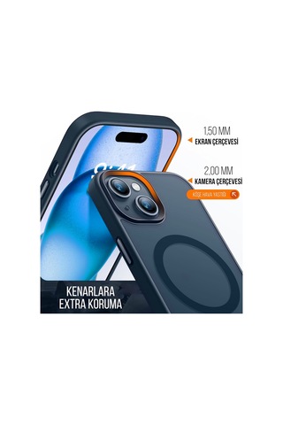 Joko Apple Uyumlu iPhone 15 Kılıf Jota Seri Magsafe Kapak Lacivert