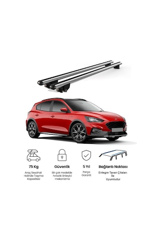Kanca Ford Focus Active 2018 Ve Sonrası Uyumlu Gri Kilitli Ara Atkı 110cm Port Bagaj Tavan Barı