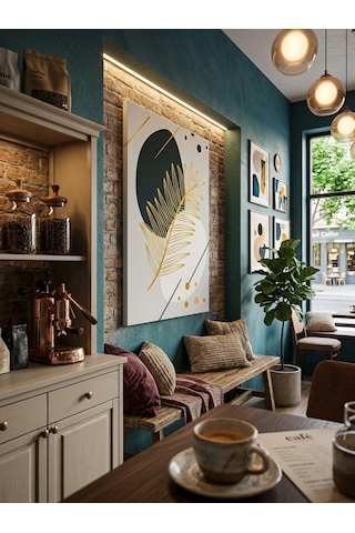 Tablo 60x90 Cm Büyük Boy Kafe Ve Salon Hediyelik Duvar Aksesuarı Beyaz - Yeşil