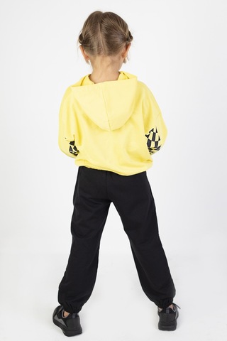 Kız Çocuk İki İplik Kumaş Orta Kalınlıktaa Baskılı Örme Basic Eşofman Takımı Sarı