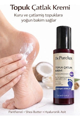 Topuk Çatlak Kremi Shea Yağı & Hyaluronik Asit İçerikli Yoğun Nemlendirici Bakım Kremi 100 Ml