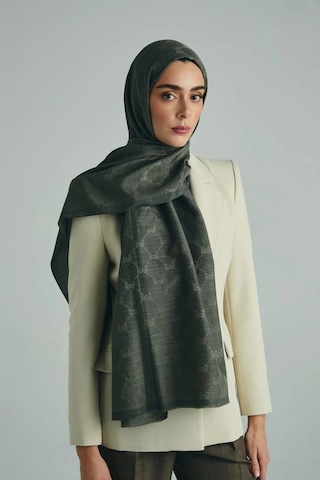 Maisa Neda Pamuk İpek Şal Haki 70 190 Cm Çok Renkli