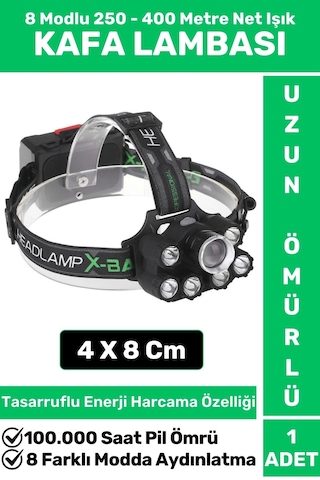 Profesyonel Kamp Balıkçı Deprem Güçlü Işık 8 Mod Yüksek Mesafeli Güçlü Kafa Lambası Çok Renkli
