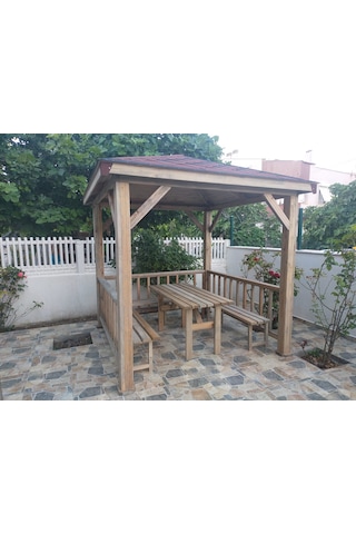 Şen Mobilya Ahşap Çardak Ahşap Kamelya Pergola Gölgelik K07 Maun