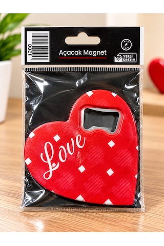 Aşk Temalı Kalp Buzdolabı Magneti-kırmızı 8x8cm