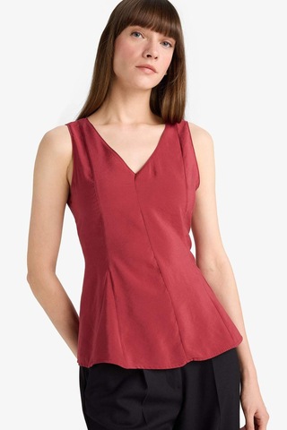 Defacto V Yaka Modal Kolsuz Bluz G2687ax25wnbr285 Bordo