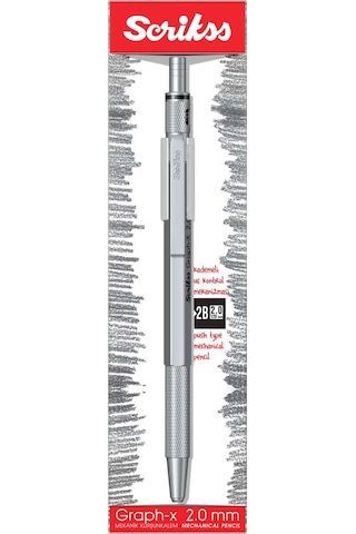 Scrikss Graph-x 2b 2.0 Saten Gri Gizli Uç Mekanik Kurşun Kalem