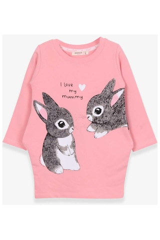 Breeze Kız Çocuk Tunik Tavşan Desenli 1.5-5 Yaş, Somon SOMON